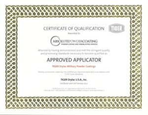 Certificate of Qualification - Absolute Powder Coating
